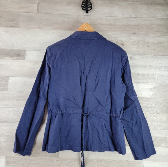 Vintage Spiegel Navy Linen Blazer Jacket Women's Size 10 - Picture 7 of 13